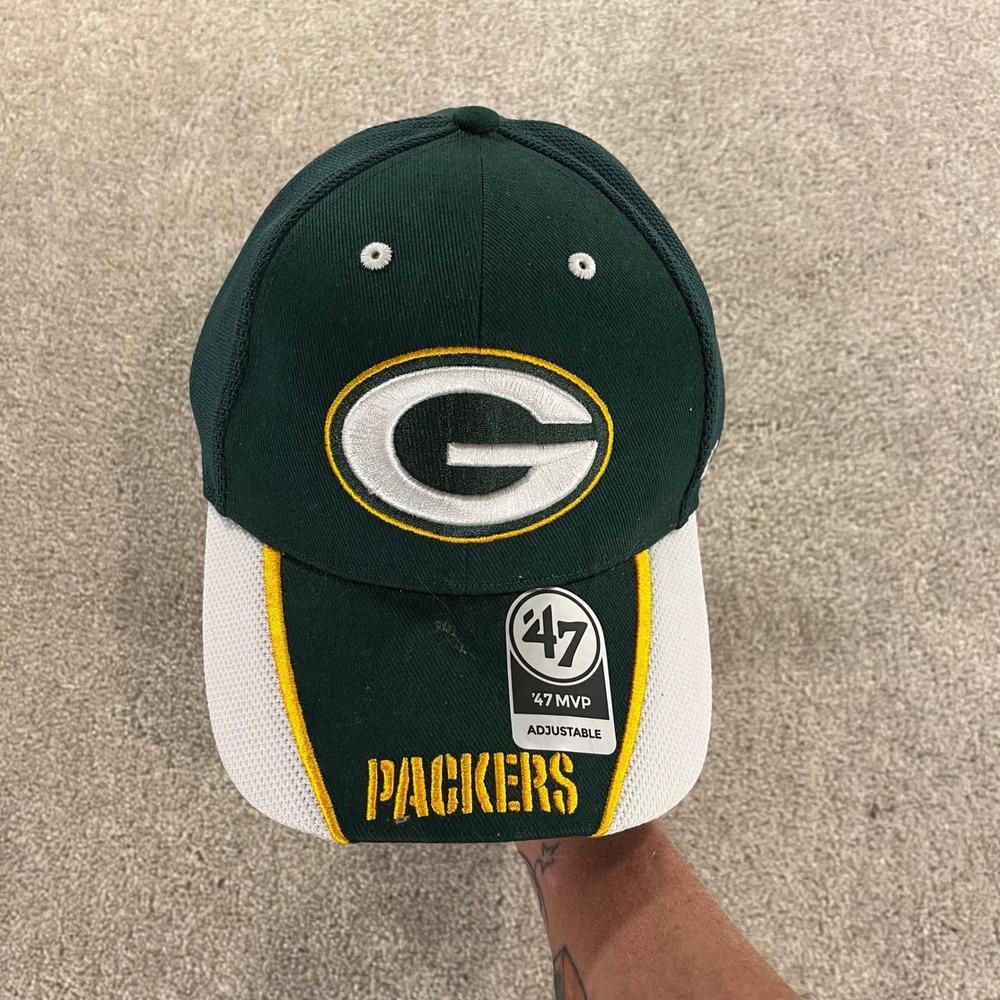 '47 Brand MVP Green Bay‎ Packers Hat Mens OSFA Green White NFL Adjustable Cap